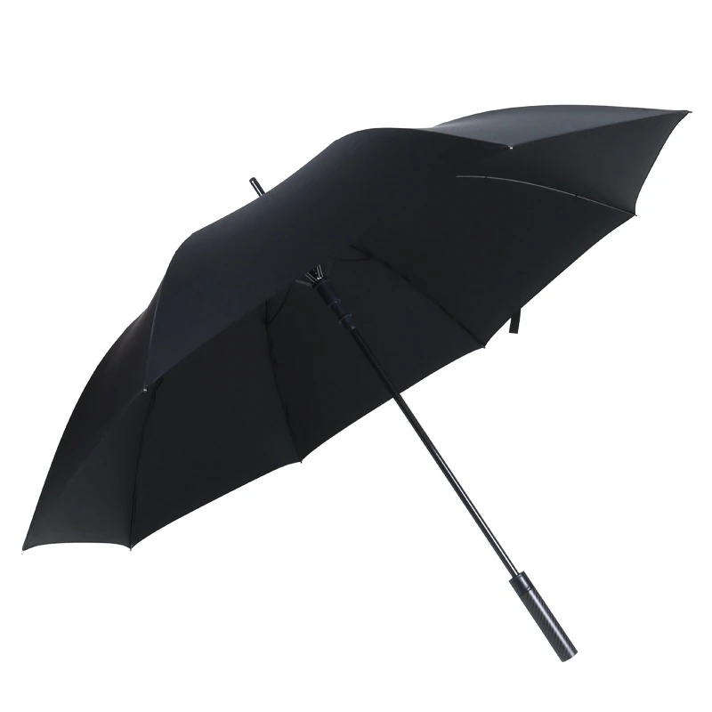 Black eight-rib carbon fiber umbrella shown open